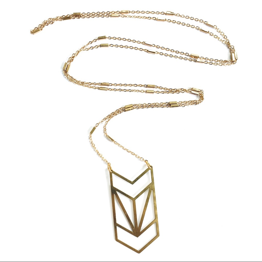 Laser Cut Raw Brass Necklace